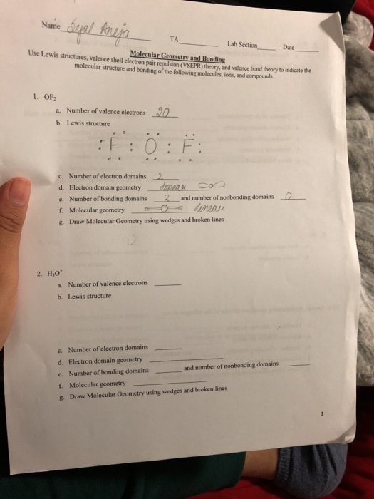 Solved TA Lab Section Date_ Molecular Geometry and Bonding | Chegg.com