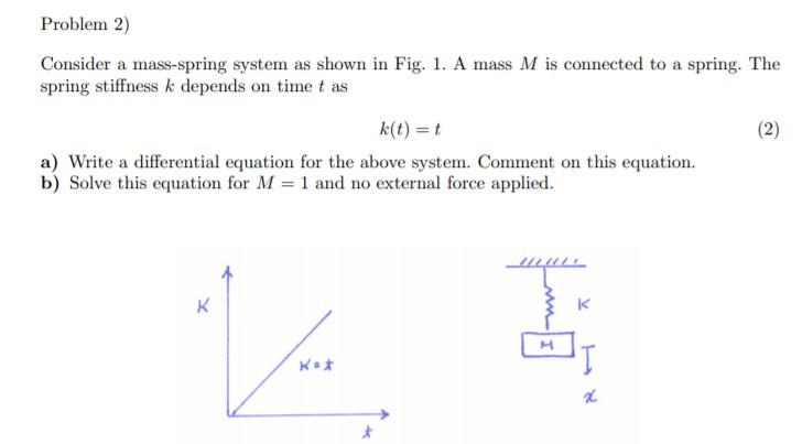 Solved Problem 2) Consider A Mass-spring System As Shown In | Chegg.com