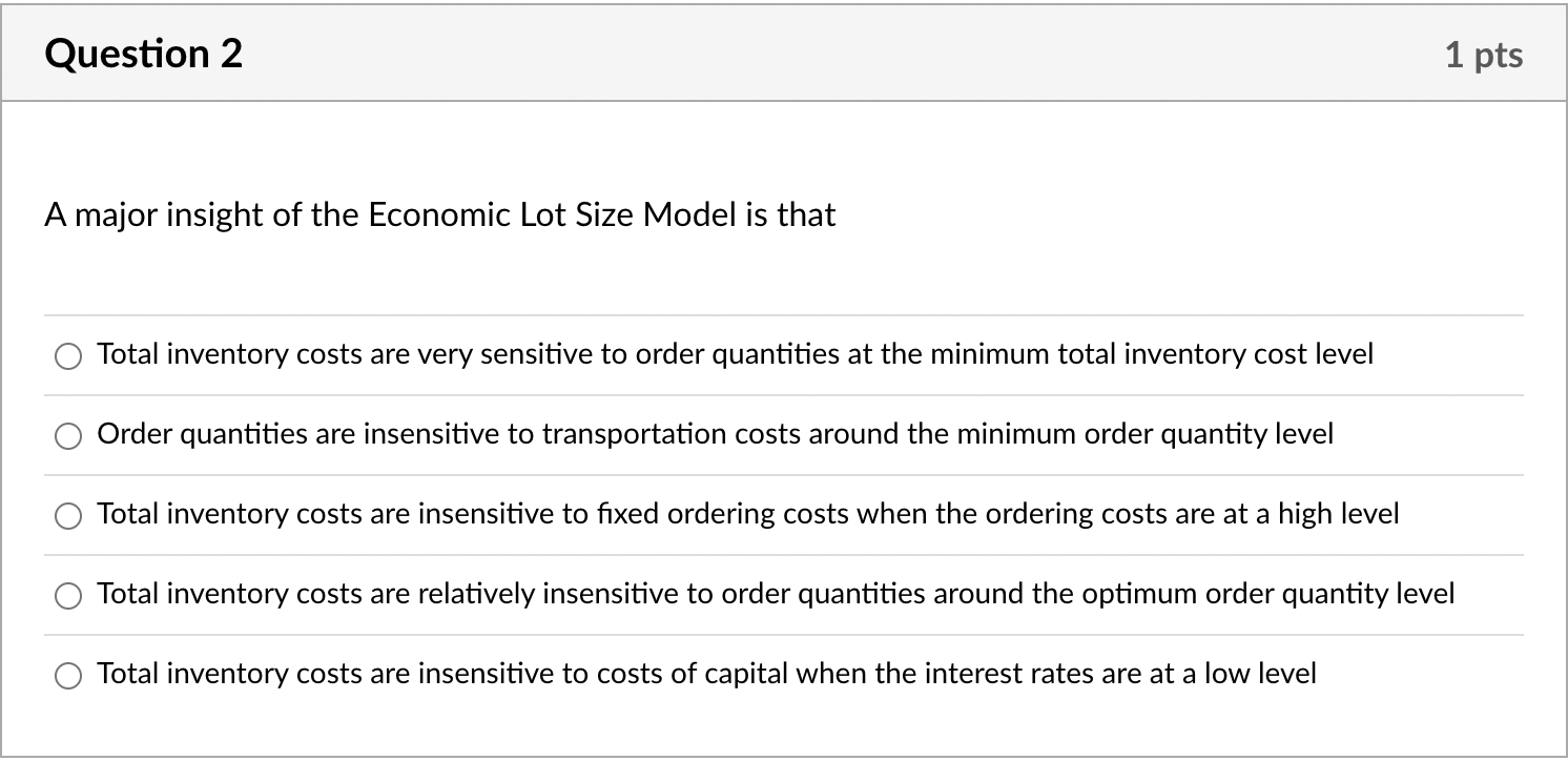 Solved A major insight of the Economic Lot Size Model is | Chegg.com