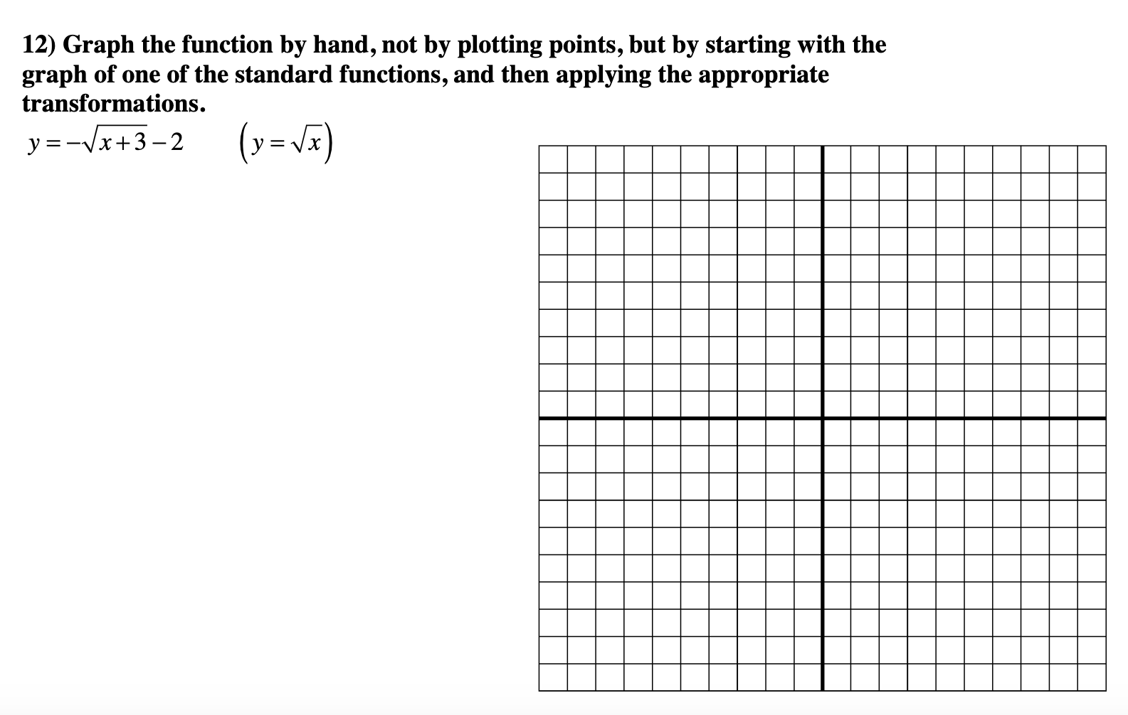 Solved 12) Graph the function by hand, not by plotting | Chegg.com