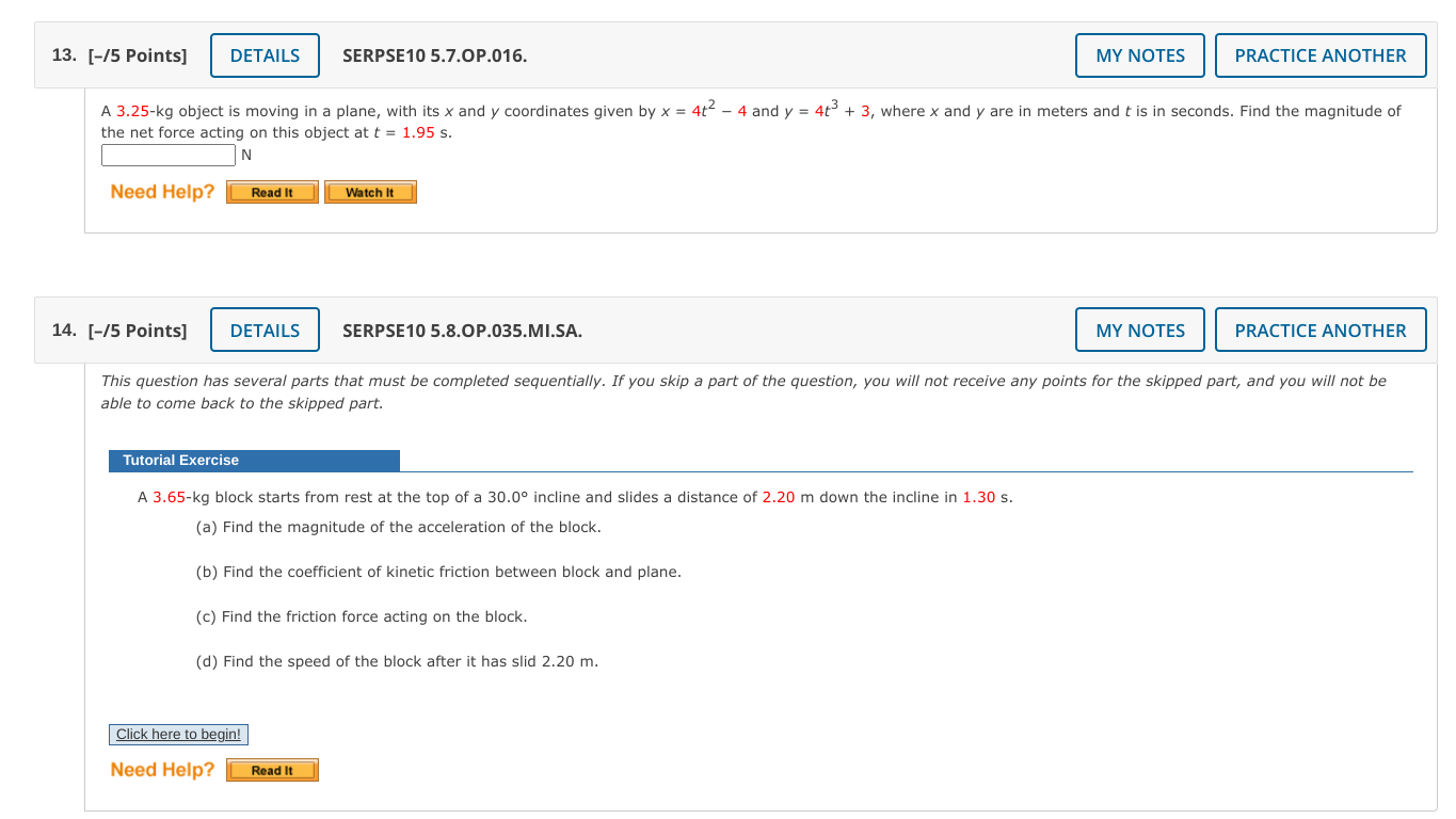 Solved 13. [-/5 Points] DETAILS SERPSE10 5.7.OP.016. MY | Chegg.com