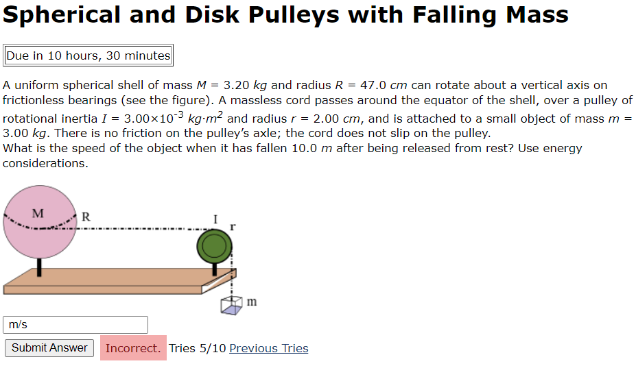 Solved Spherical and Disk Pulleys with Falling Mass A | Chegg.com