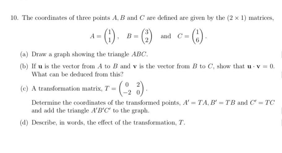 Solved 10. The Coordinates Of Three Points A, B And C Are | Chegg.com