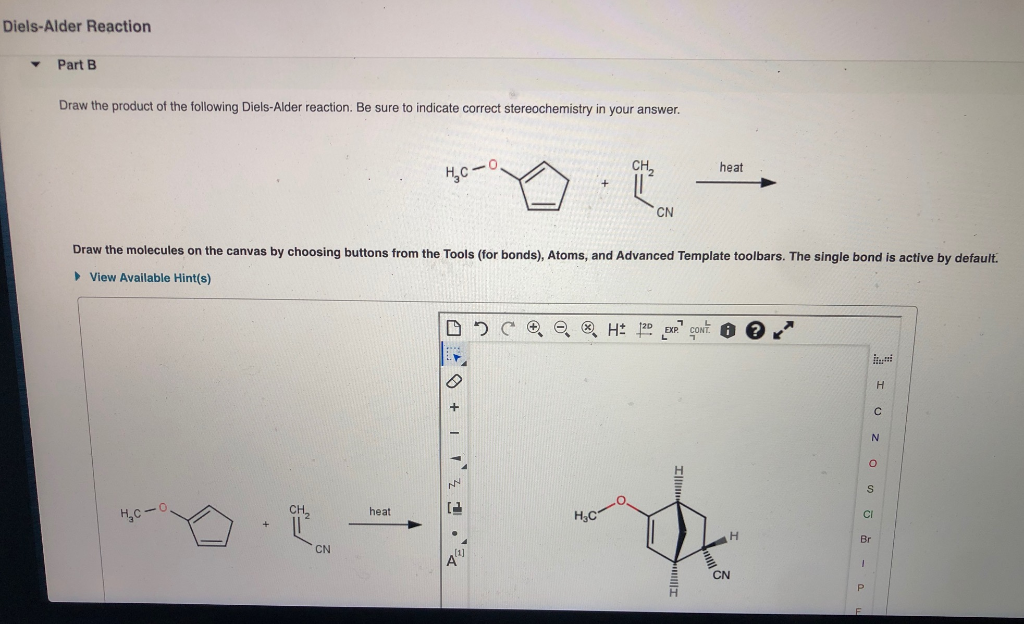 Solved Diels-Alder Reaction Part B Draw The Product Of The | Chegg.com