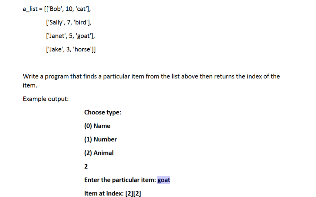 Solved Write a program that finds a particular item from the | Chegg.com
