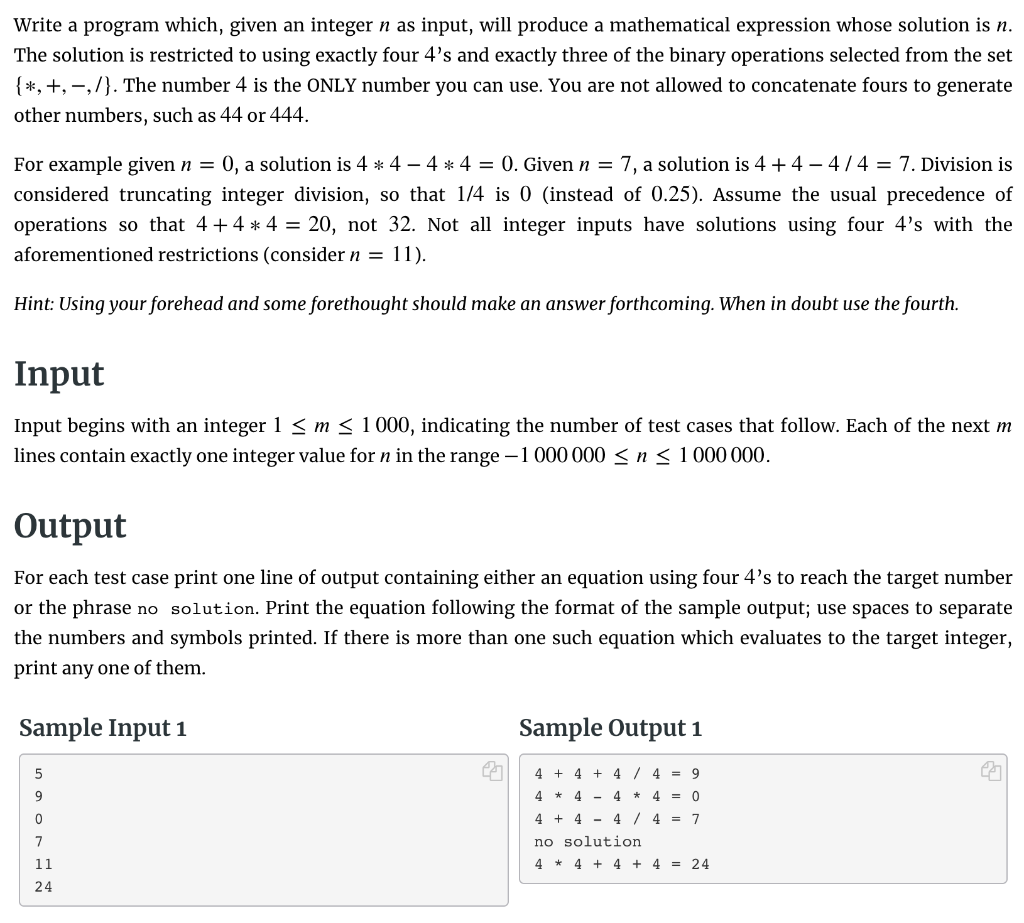 Solved Write a program which, given an integer n as input, | Chegg.com