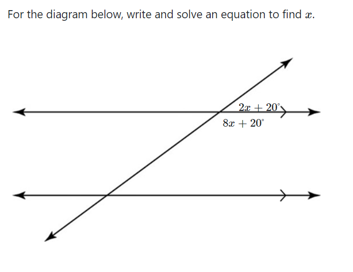 Solved For the diagram below, write and solve an equation to | Chegg.com