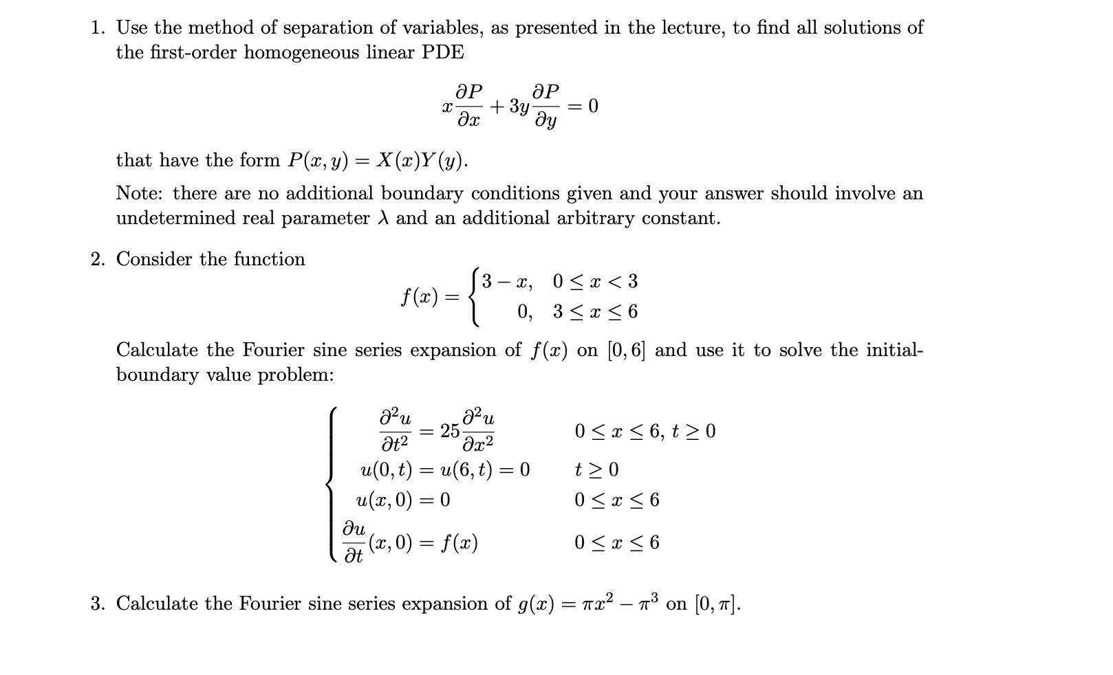 Solved 1. Use The Method Of Separation Of Variables, As | Chegg.com