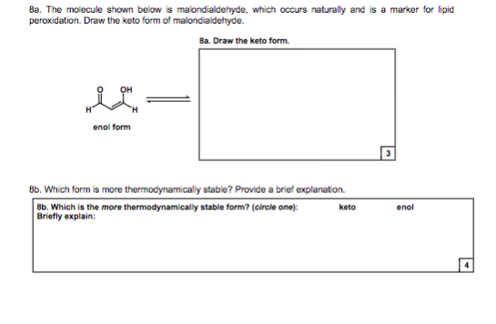 Solved Ba. The Molecule Shown Below Is Malondialdehyde, | Chegg.com