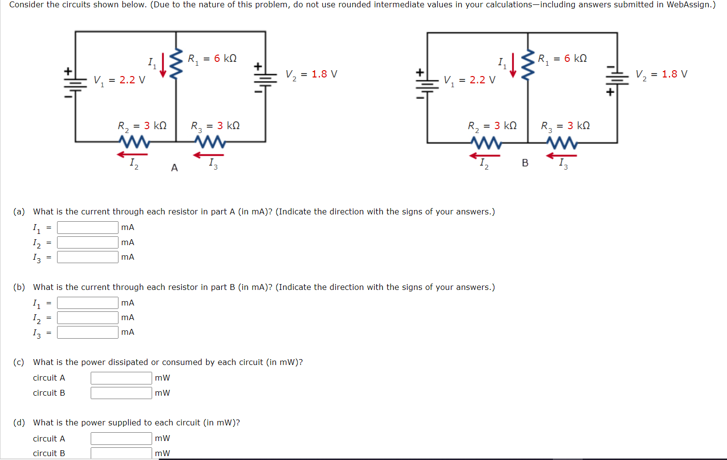 Solved (a) What is the current through each resistor in part | Chegg.com