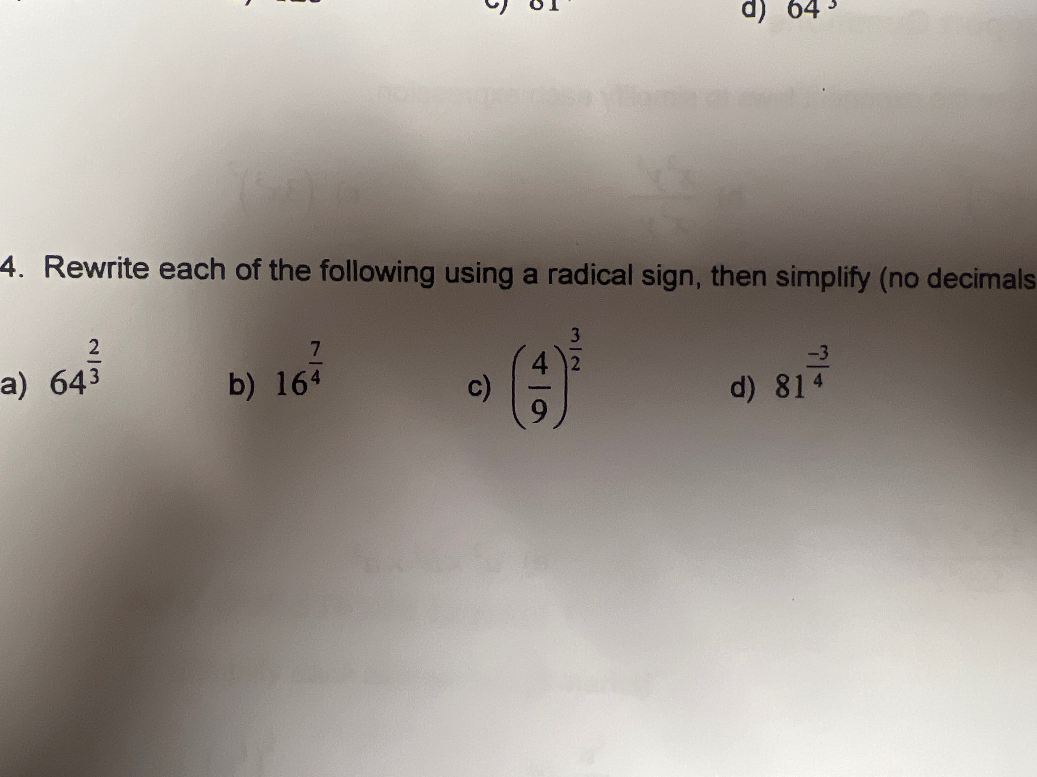 Solved Rewrite each of the following using a radical sign, | Chegg.com