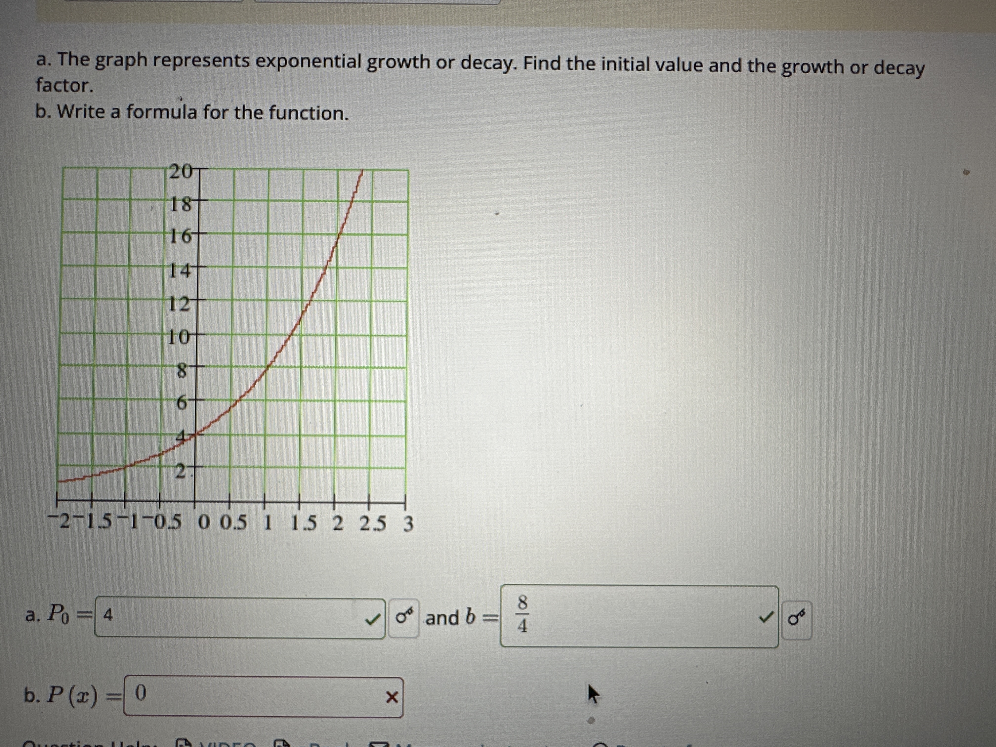Solved a. ﻿The graph represents exponential growth or decay. | Chegg.com