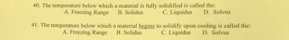 Solved 40. The temperature below which a material is fully | Chegg.com