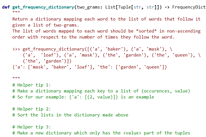 Solved from typing import List, Tuple, Dict FrequencyDict - | Chegg.com