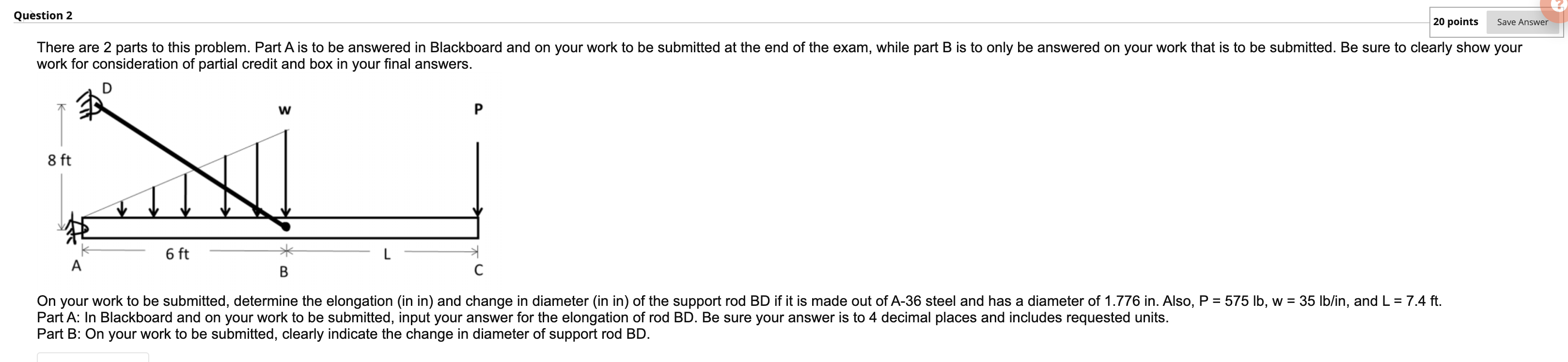 Solved Save Answer Question 2 20 points There are 2 parts to | Chegg.com