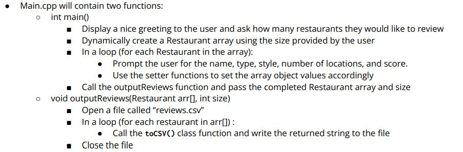 Solved Declare \& Define a class called Restaurant with the | Chegg.com