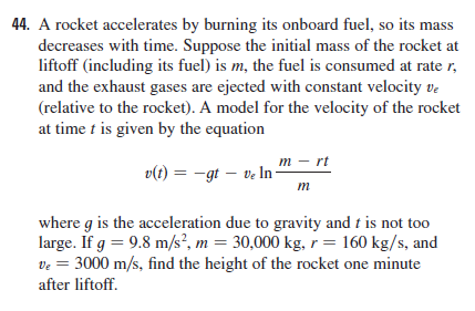 Solved 44 A Rocket Accelerates By Burning Its Onboard Fuel Chegg Com