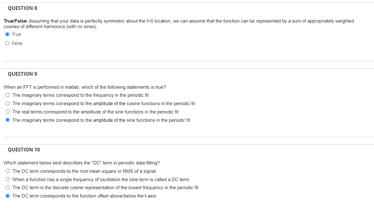 Solved QUESTION 8 True False Assuming That Your Data Is Chegg