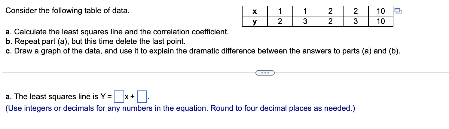 Solved Consider the following table of data. a. Calculate | Chegg.com