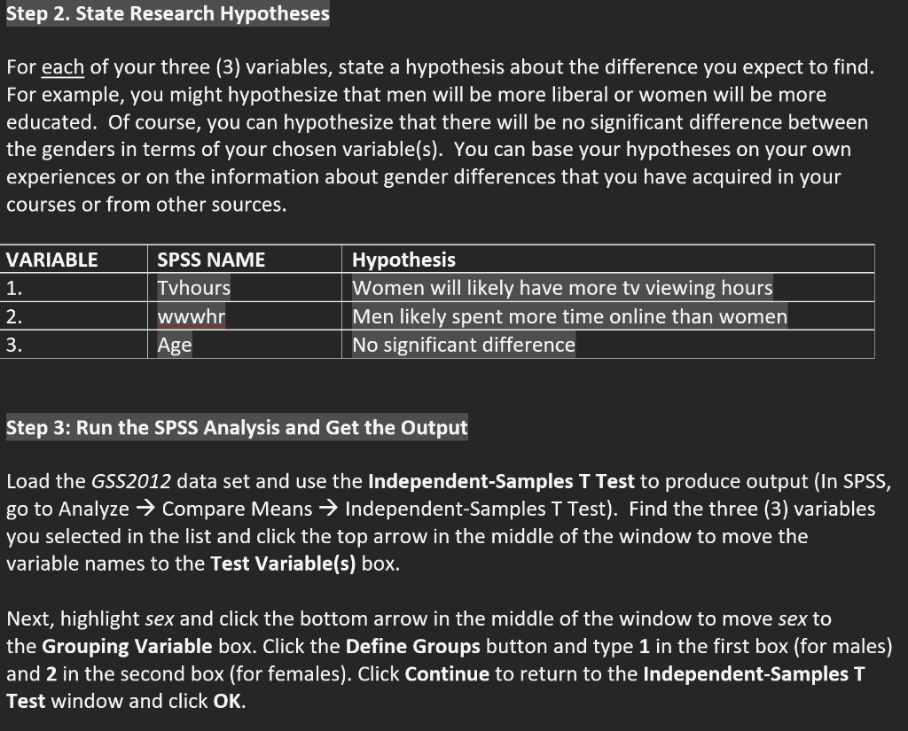 Step 1. Choose Three 3 Variables Select three 3 Chegg