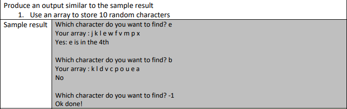Solved Produce an output similar to the sample result: (Java | Chegg.com