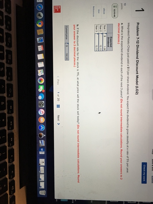 Solved Problem 7-12 Dividend Discount Model (LO2) Integrated | Chegg.com