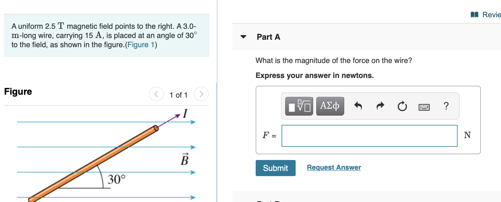 Solved 1 Revie A uniform 2.5 T magnetic field points to the | Chegg.com