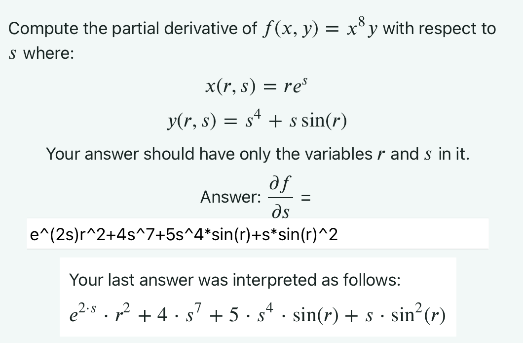 Solved Compute the partial derivative of f(x,y)=x8y ﻿with | Chegg.com