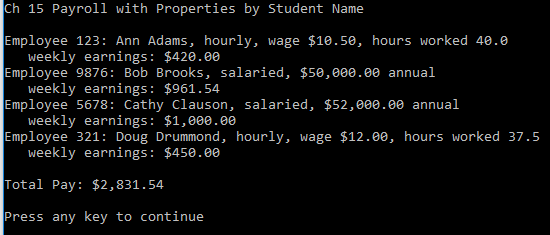 Solved written in c# Create a project to process weekly | Chegg.com