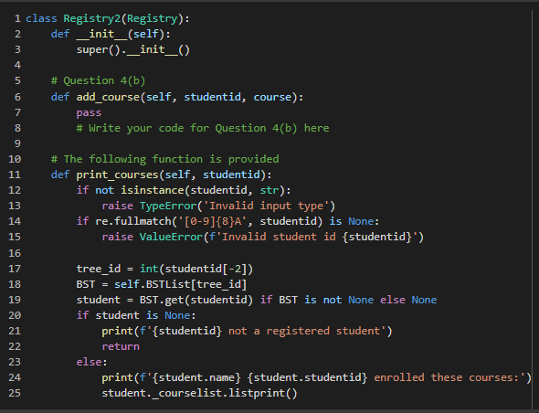Solved (b) A class Registry2 is used to extend the class | Chegg.com