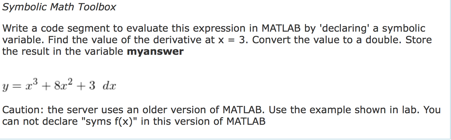 matlab symbolic toolbox derivative