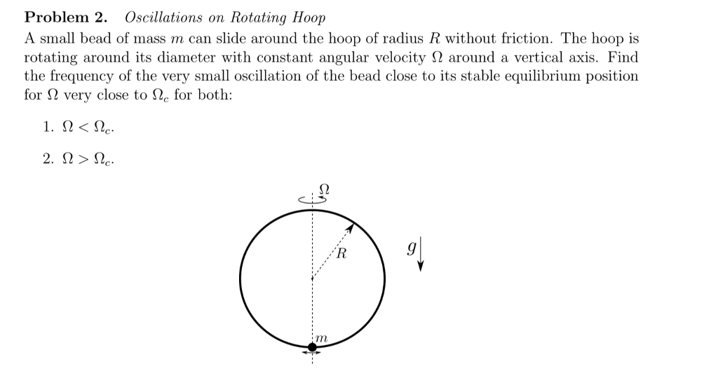 Solved Problem 2. Oscillations on Rotating Hoop A small bead | Chegg.com