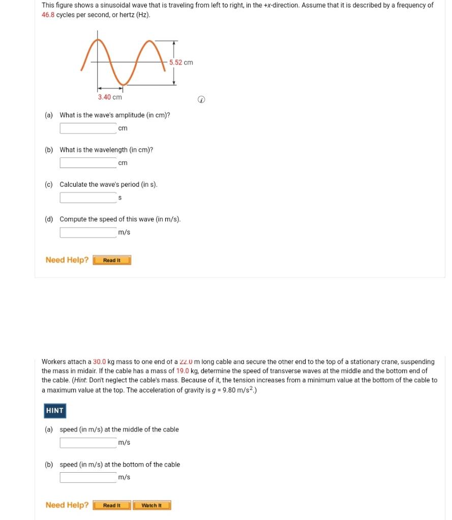 Solved This figure shows a sinusoidal wave that is traveling | Chegg.com