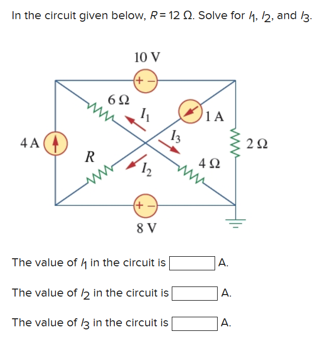 Solved In ﻿the circuit given below, R=12Ω. ﻿Solve for Λ1,2, | Chegg.com