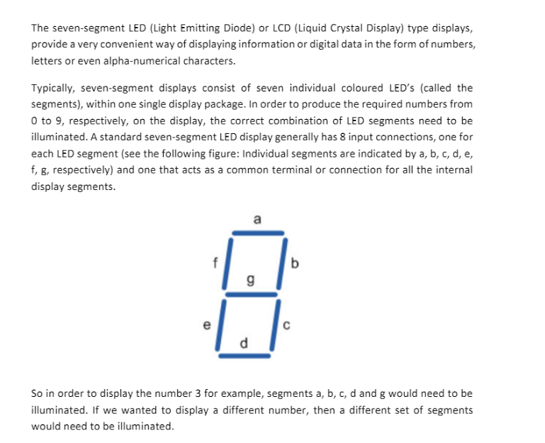 Solved The seven-segment LED (Light Emitting Diode) or LCD | Chegg.com