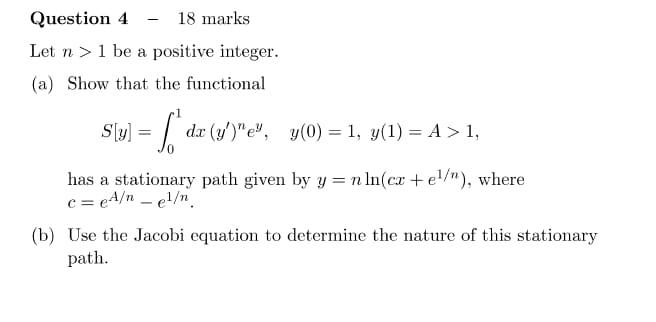 Solved Question 4 18 marks Let n > 1 be a positive integer. | Chegg.com