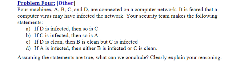 Problem Four: [Other] Four Machines, A, B, C, And D, | Chegg.com