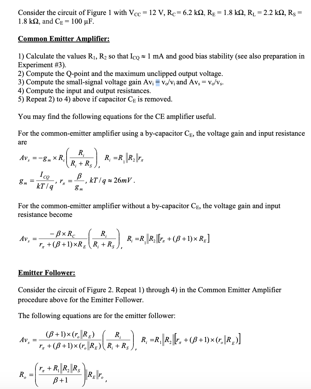 Solved Consider the circuit of Figure 1 with Vcc = 12 V, Rc= | Chegg.com