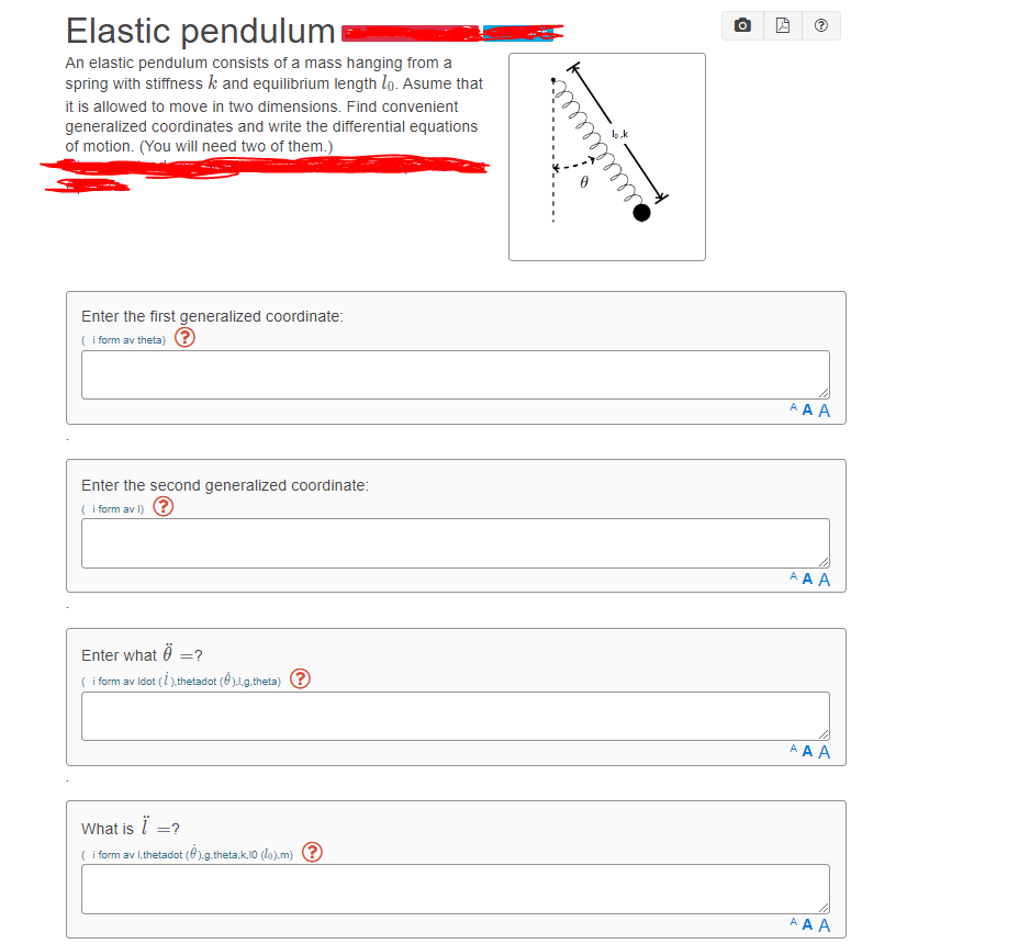 Solved Elastic Pendulum An Elastic Pendulum Consists Of A | Chegg.com