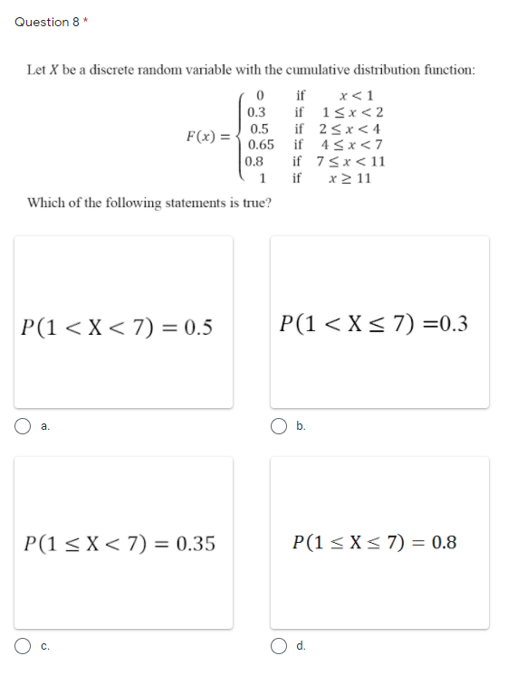 Solved Question 8 0.3 Let X be a discrete random variable | Chegg.com