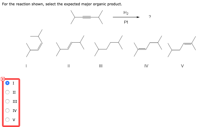 Solved For The Reaction Shown, Select The Expected Major