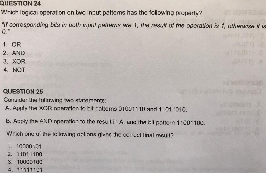 Solved QUESTION 24 Which logical operation on two input | Chegg.com