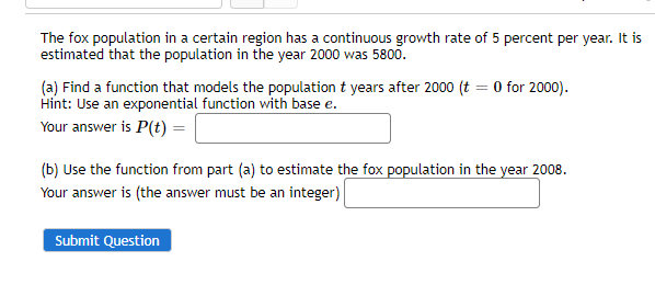 Solved The fox population in a certain region has a | Chegg.com