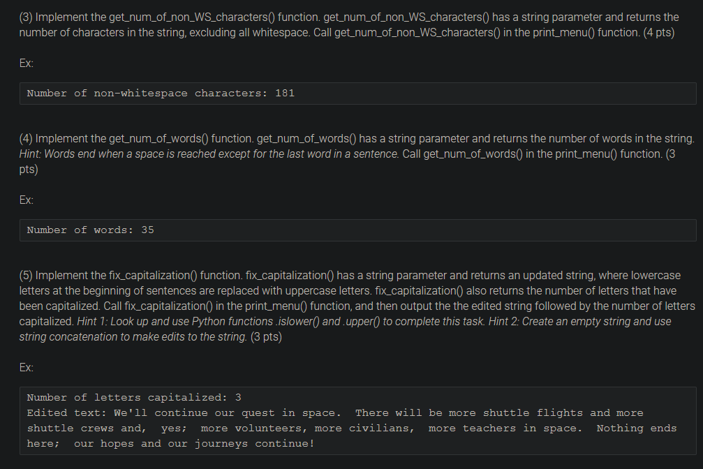 Solved (1) Prompt the user to enter a string of their | Chegg.com