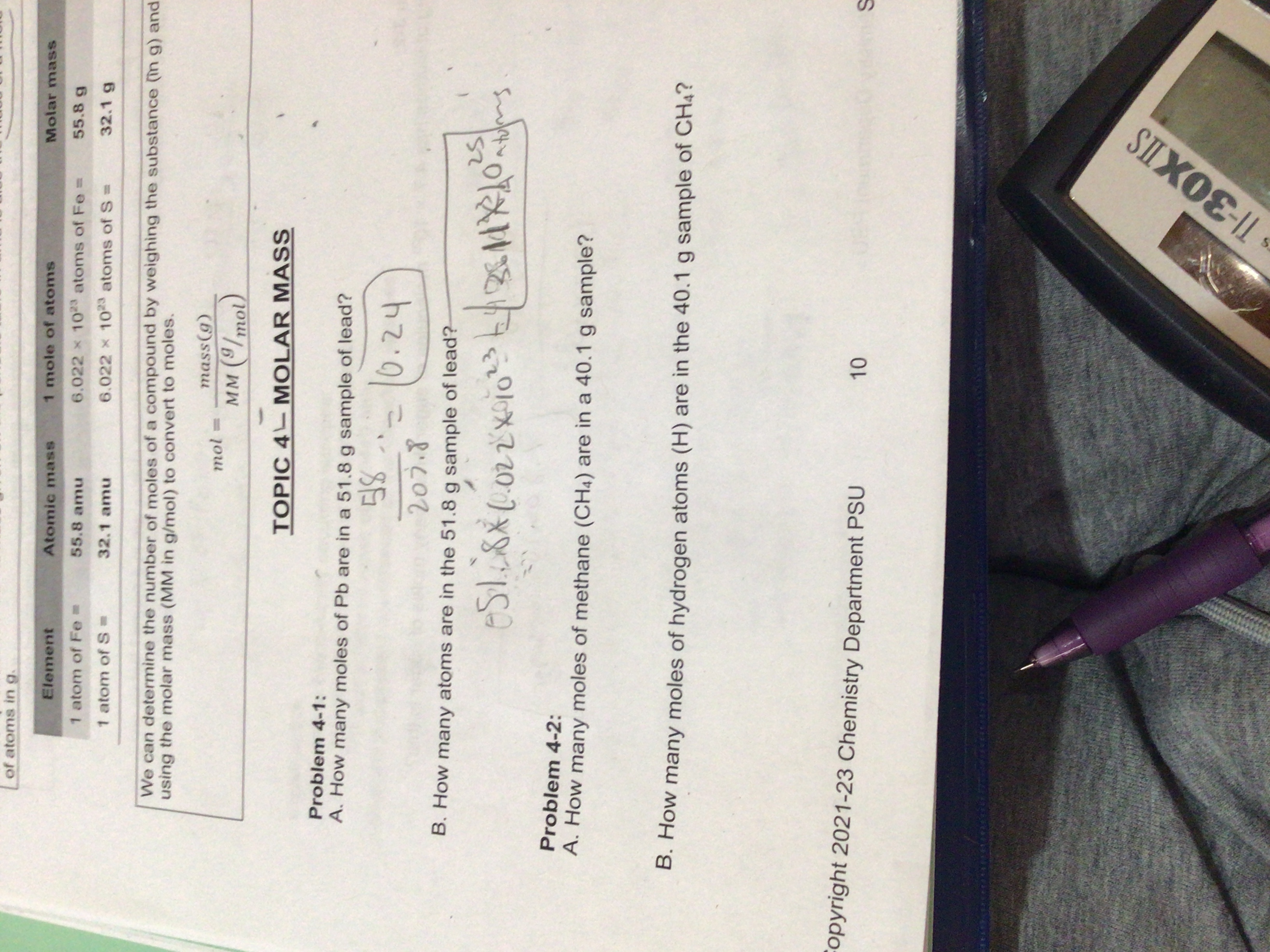 how to find moles of a substance in a compound