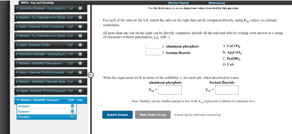 Solved HW10 - Ksp and Solubility 1. Interactive Example - | Chegg.com