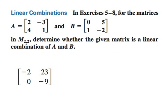 Solved Linear Combinations In Exercises 5 8 For The 0258