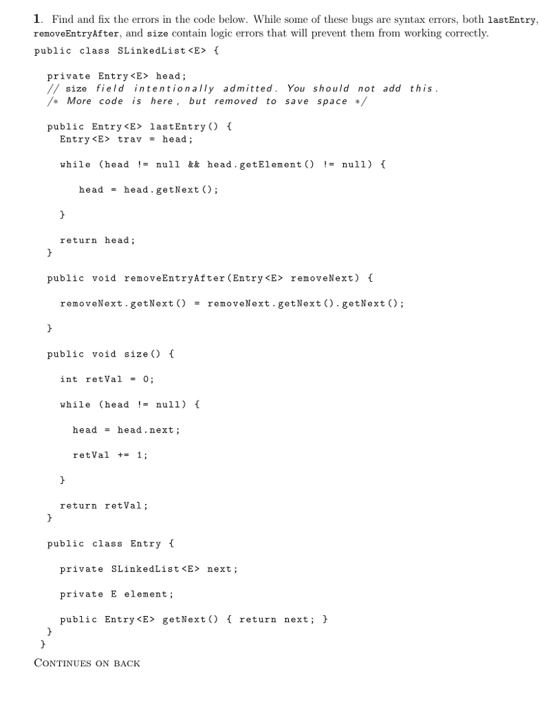 1. Find and fix the errors in the code below. While | Chegg.com