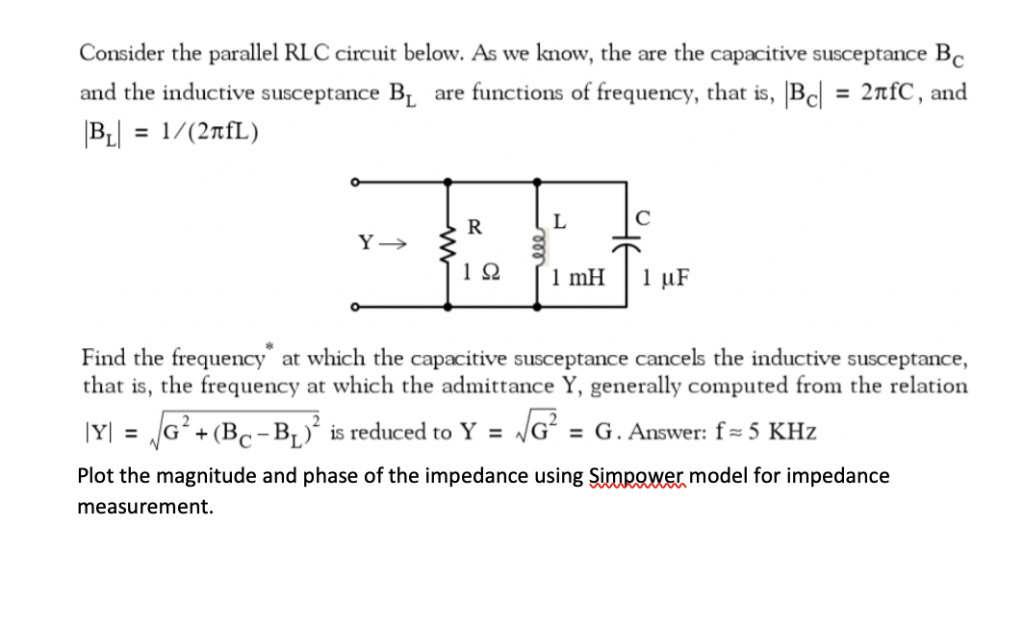 Solved Consider the parallel RLC circuit below. As we know,