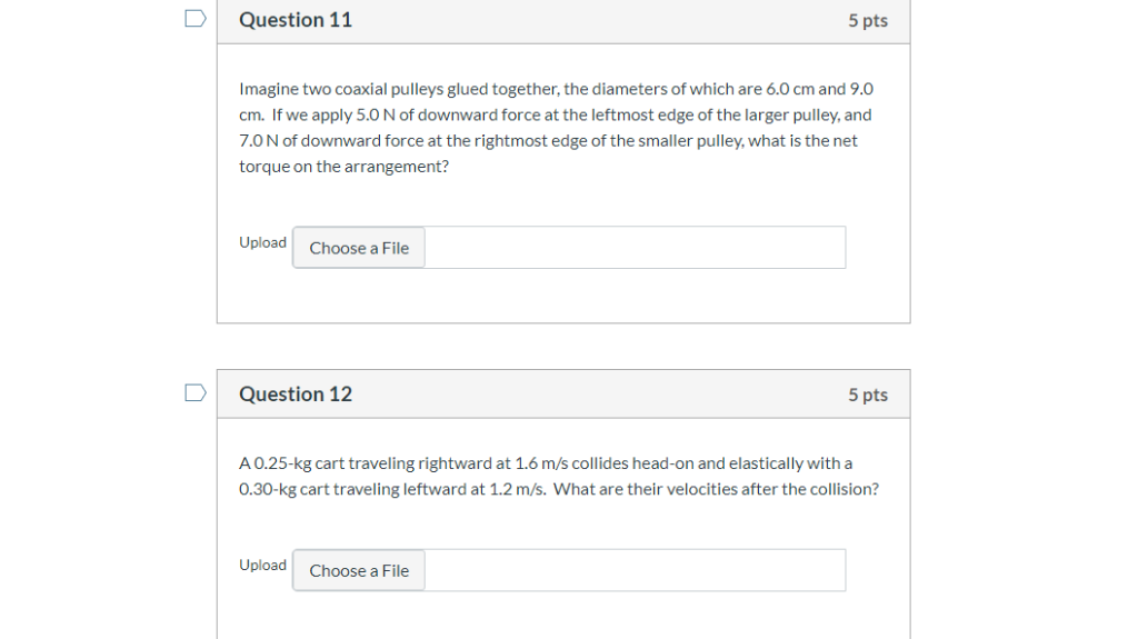 Solved Question 11 5 pts Imagine two coaxial pulleys glued | Chegg.com